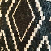 Black Cotton Throw with Diamond Pattern and Wooden Beaded Tassels | 125×200cm